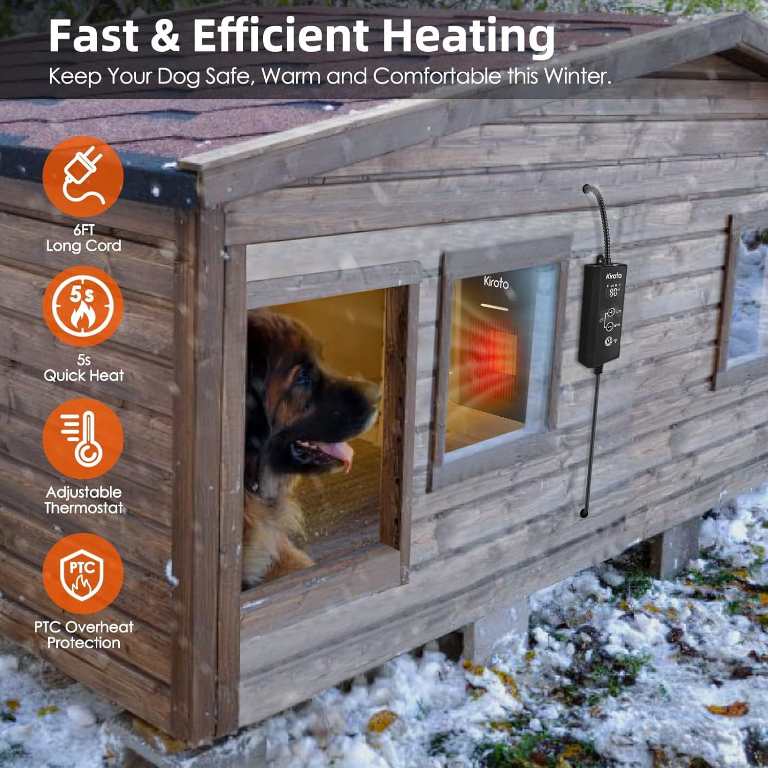 Dog House Heater With Wi-FI Thermostat