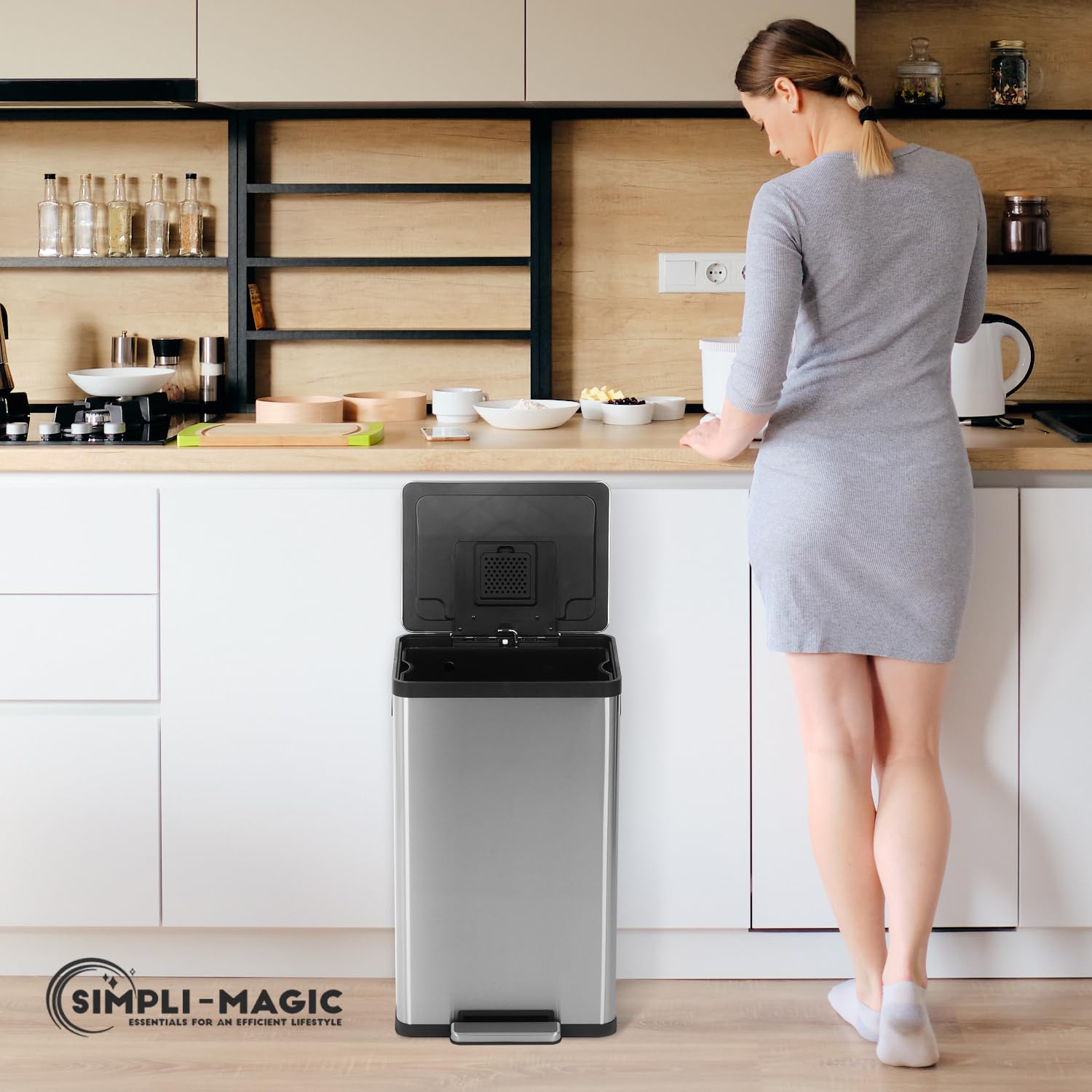 SIMPLI-MAGIC 13 Gallon Soft-Close, Smudge Resistant Trash Can